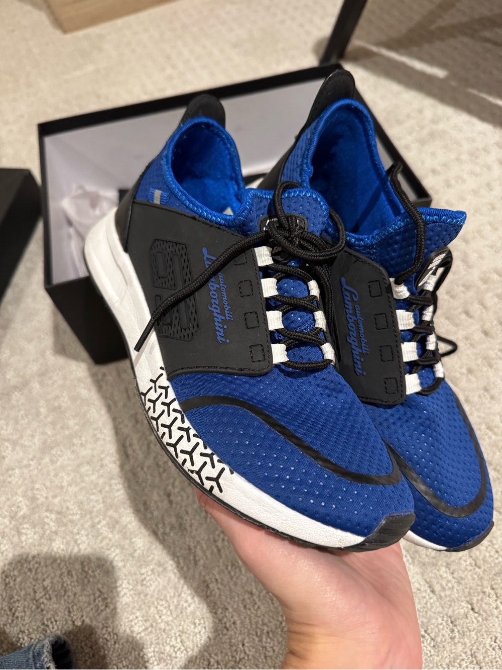 Lamborghini Blue and Black Knit Athletic Sneakers